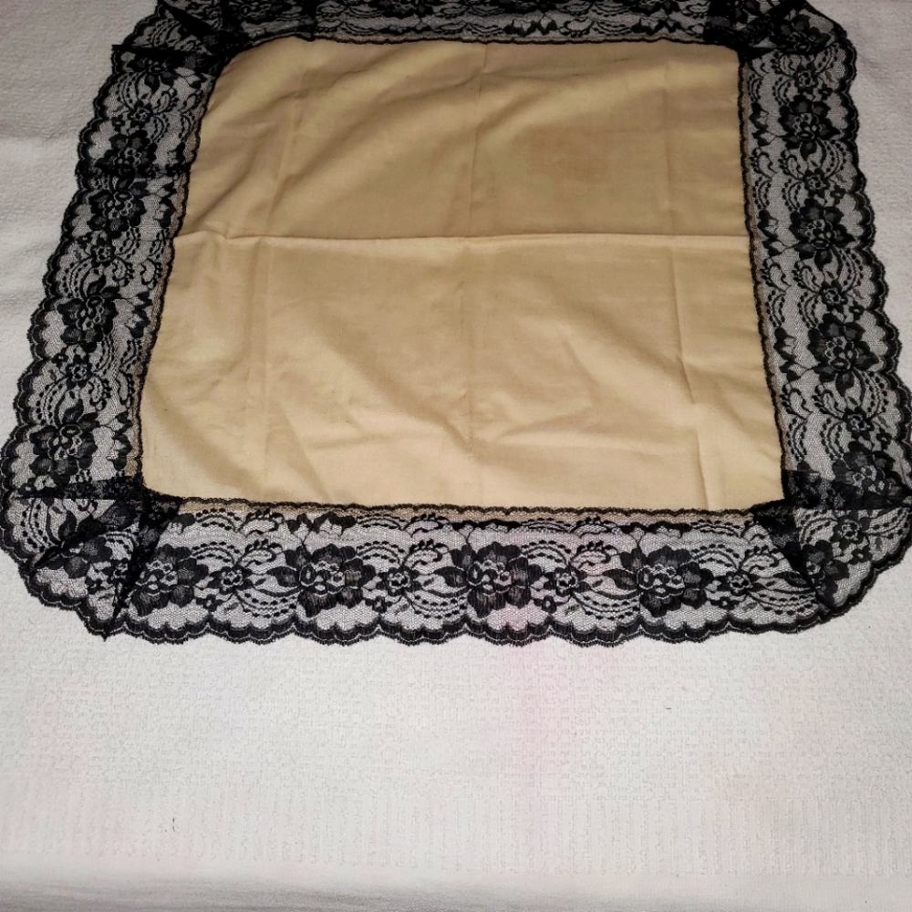 Tan and Black Linen Dress Scarf
